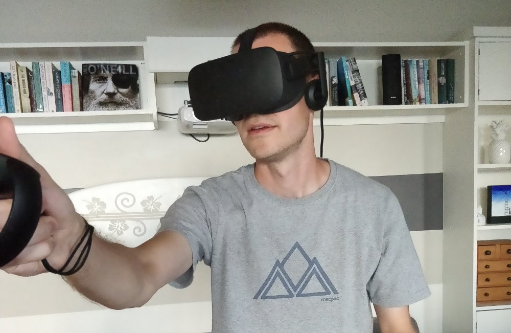 man with virtual reality goggles