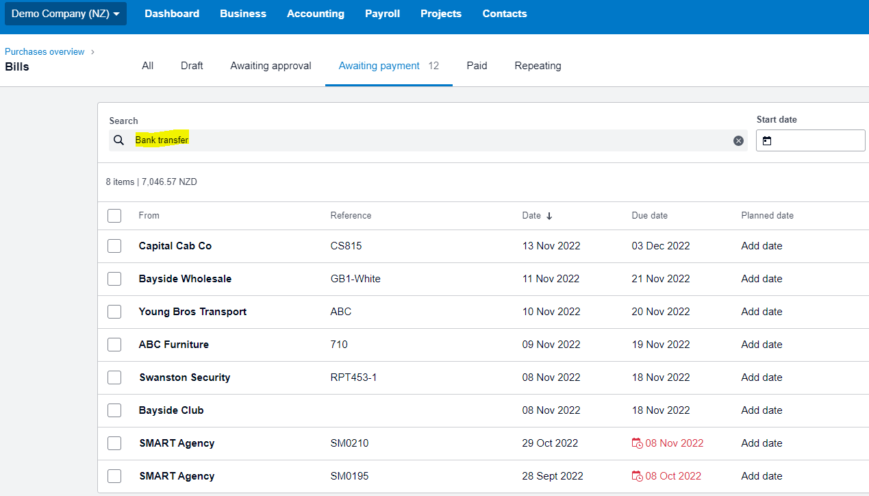 Xero Contact Groups screenshot