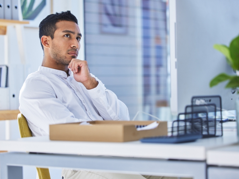 business man pondering accounting